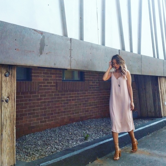 Aritzia Dresses & Skirts - Aritzia Babaton Templeton Midi Slip Dress in Nude